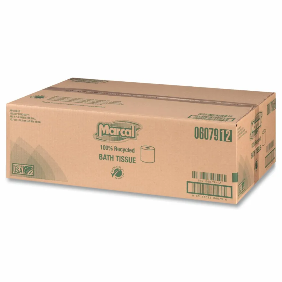 Marcal Small Steps 2-Ply Toilet Paper, 100% Recycled, 336 Sheets Per Roll, Pack Of 48 Rolls