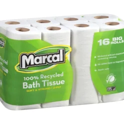 Marcal Small Steps 2-Ply Toilet Paper, 100% Recycled, 168 Sheets Per Roll, Pack Of 16 Rolls, 16466