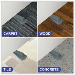 Master Caster Big Foot Doorstops, 1 1/4"H x 2"W x 4 3/4"D, Gray, Pack Of 2