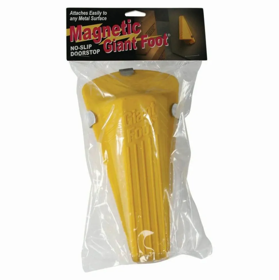 Master Caster Magnetic Giant Foot Doorstop, Yellow