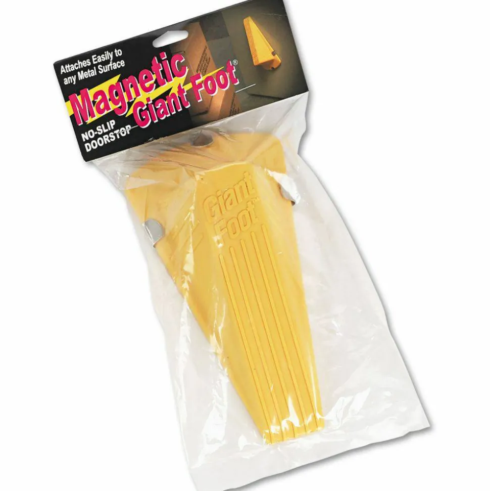 Master Caster Magnetic Giant Foot Doorstop, Yellow