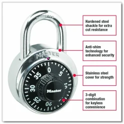 Master Lock Combination Padlock, Black, Pack Of 2