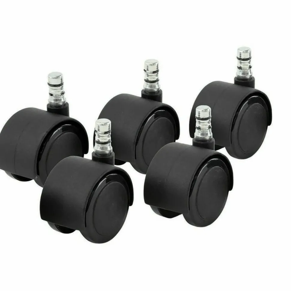 Master Caster Duet Noiseless Chair Mat Casters - 2" Diameter - 110 lb Load Capacity - Polyurethane - Matte Black - 1 Set