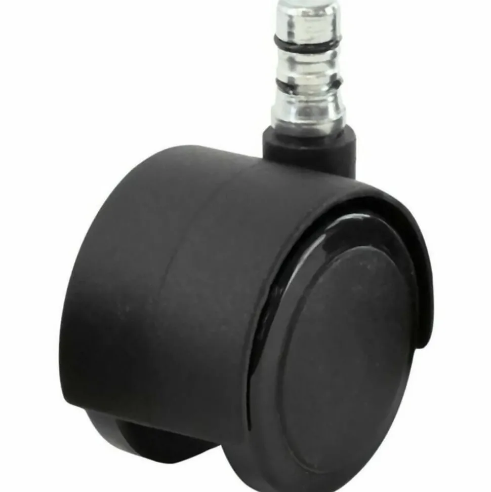 Master Caster Duet Noiseless Chair Mat Casters - 2" Diameter - 110 lb Load Capacity - Polyurethane - Matte Black - 1 Set