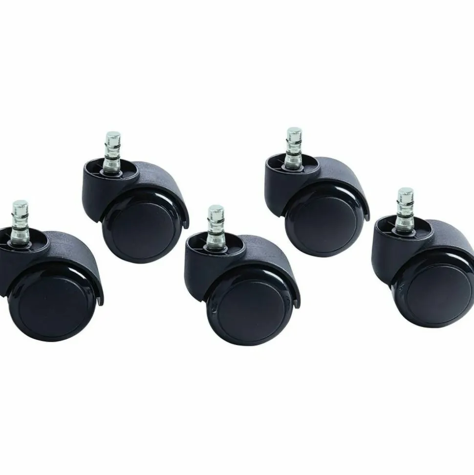 Master Caster Futura Noiseless Chair Mat Casters - 2.19" Diameter - 120 lb Load Capacity - Polyurethane - Matte Black - 1 Set