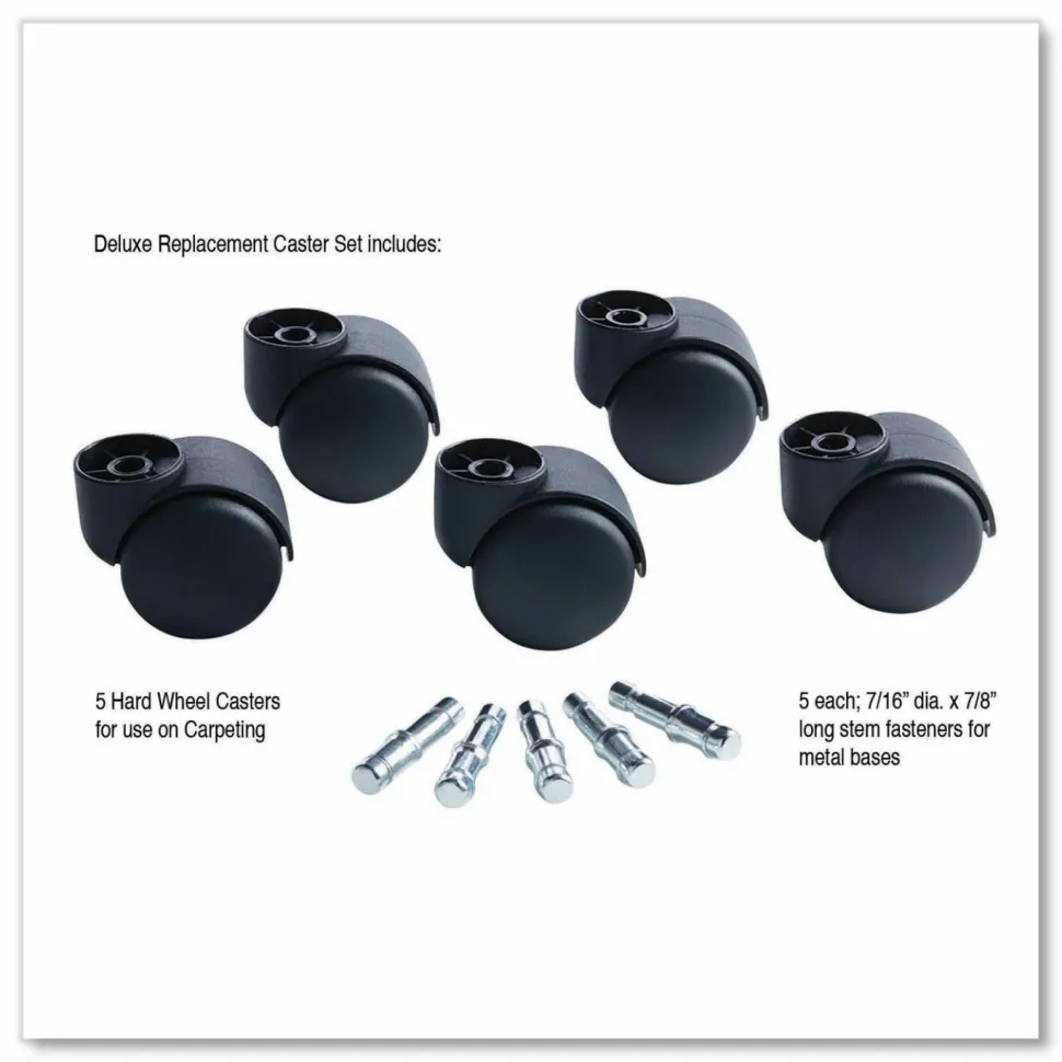 Master Caster Futura Series Casters, Hard Wheel, Stem B For Metal Bases, Pack Of 5
