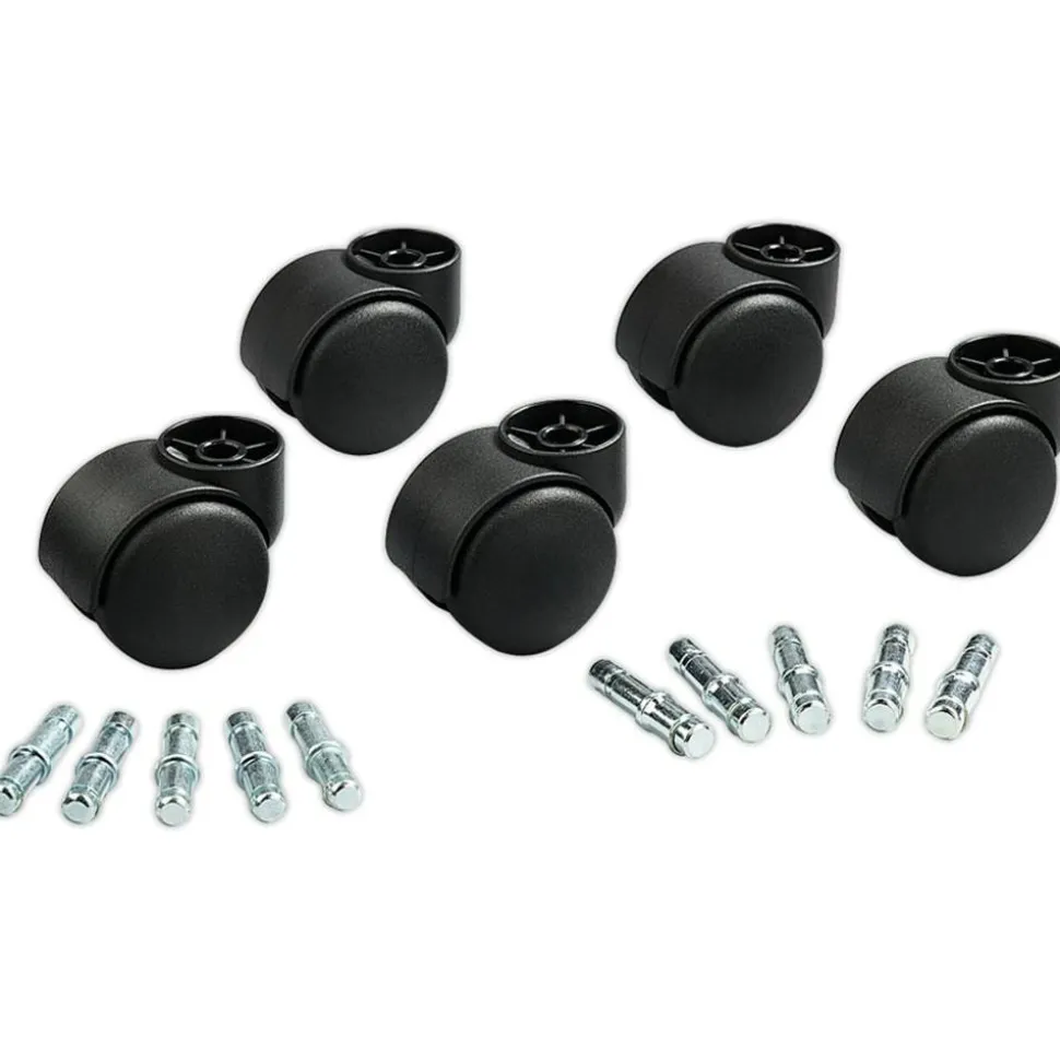 Master Caster Futura Series Casters, Hard Wheel, Stem B For Metal Bases, Pack Of 5