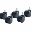 Master Caster Futura Series Casters, Soft Wheel, Stem B For Metal Base, Pack Of 5