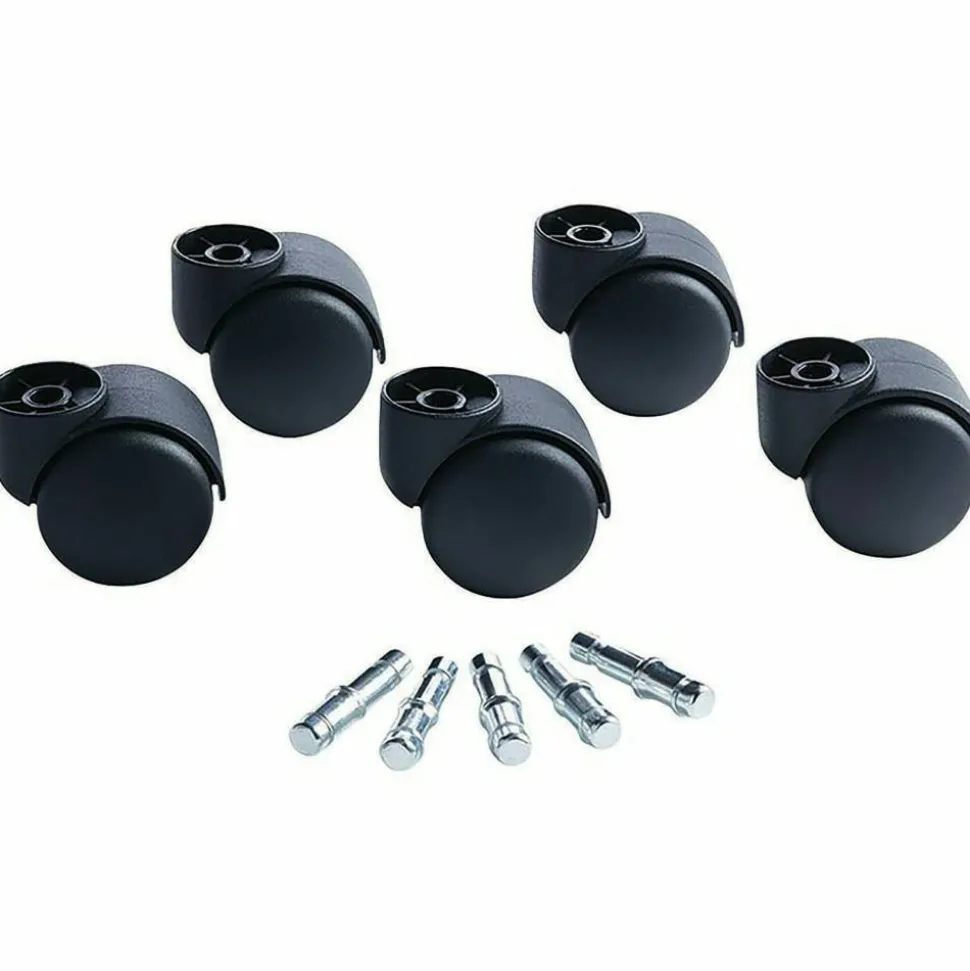 Master Caster Futura Series Casters, Soft Wheel, Stem B For Metal Bases, Pack Of 5