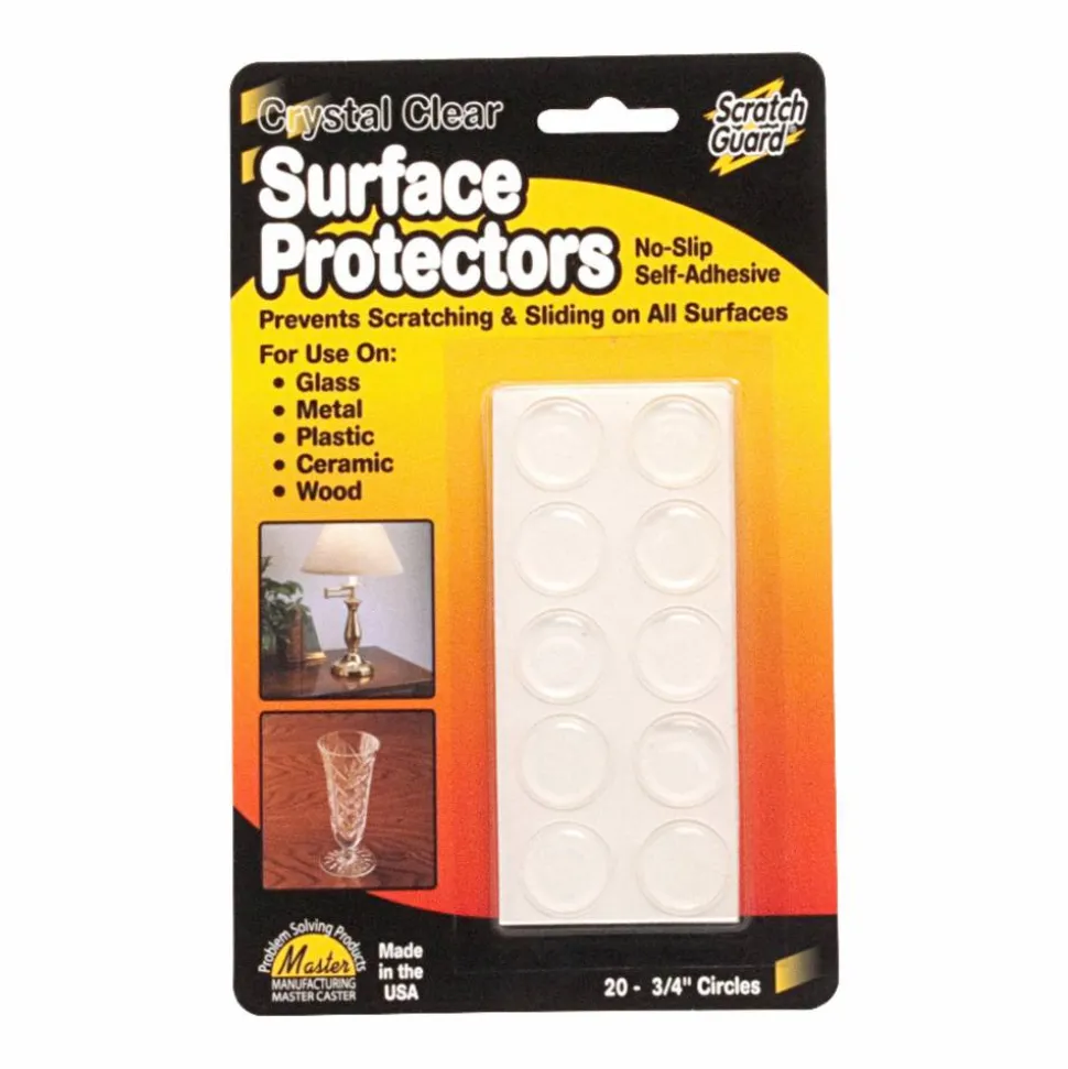Master Caster Scratch Guard Surface Protectors, 3/4" Diameter Circles, Clear, Pack Of 20