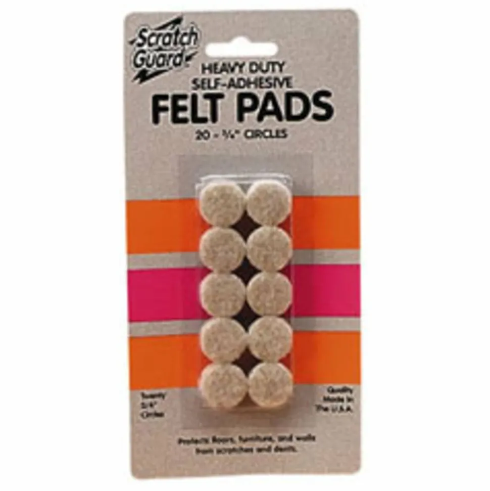 Master Caster Scratch Guard Self-Adhesive Felt Pads, 1" Diameter Circles, Pack Of 16