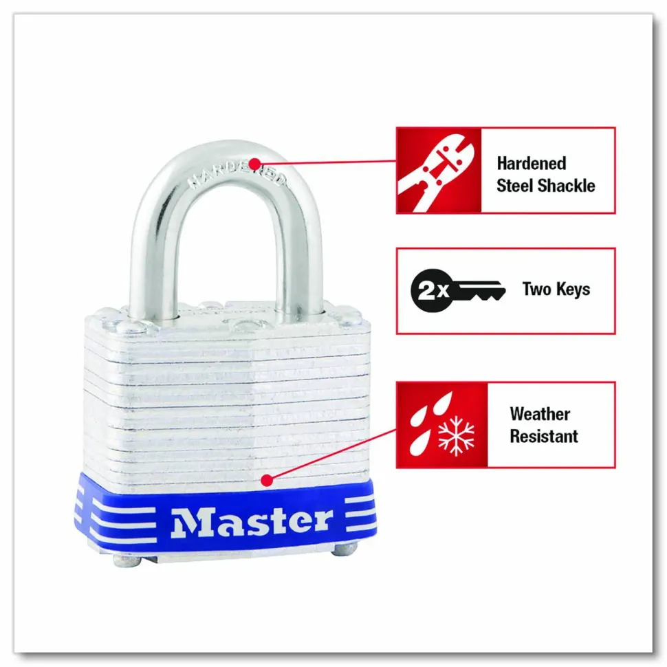 Master Lock 2" Steel Security Padlock - Cut Resistant - Steel - Silver - 1 Each