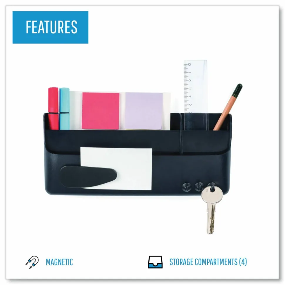 MasterVision Magnetic SmartBox Organizer, 9" x 4" x 4", Black
