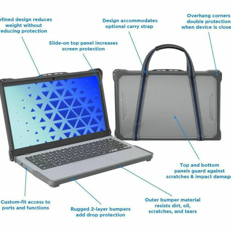 MAXCases Extreme Shell-F2 Slide Chromebook Case for HP Fortis Chromebook G1i, G10 & G11 14" (Gray/Clear)