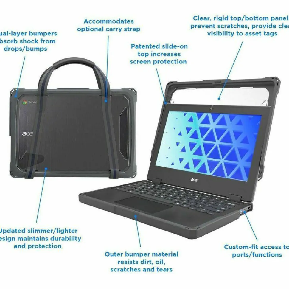 MAXCases Extreme Shell-F Chromebook Case for Acer R756TN (Spin 511) & R753T/R753TN & R722T (Spin 311) Chromebook 11.6" (Gray/Clear) NEW/Updated