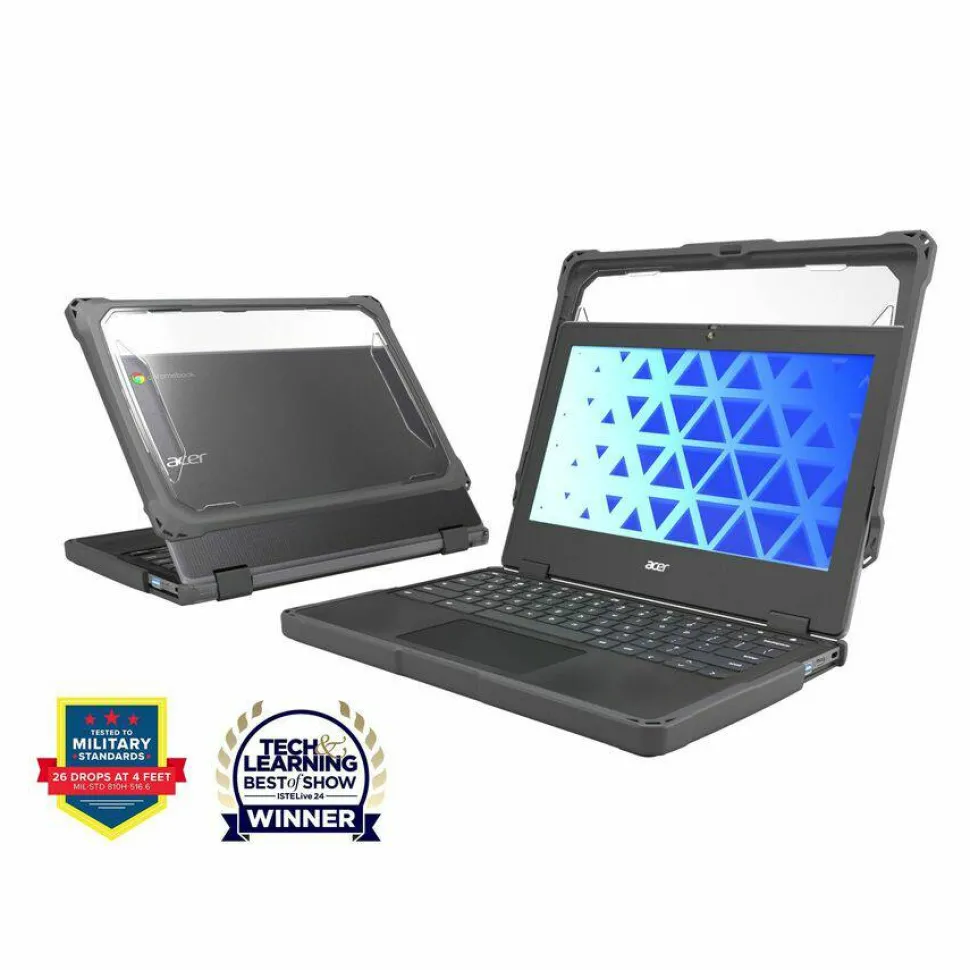 MAXCases Extreme Shell-F Chromebook Case for Acer R756TN (Spin 511) & R753T/R753TN & R722T (Spin 311) Chromebook 11.6" (Gray/Clear) NEW/Updated