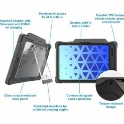 MAXCases Shield Extreme-X2 for iPad 10/11 10.9" w/3.5 mm Adapter and Tamper-Resistant Design (2022) (Black Bezel-Gray Chromebook Case)