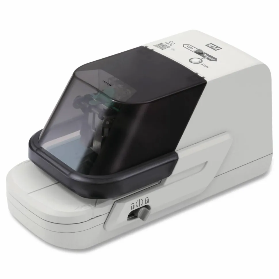 MAX Electric Flat Clinch Heavy Duty Stapler, 70 Sheet Capacity, Gray