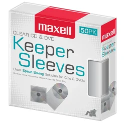 Maxell CD/DVD Keepers, Clear, Pack Of 50