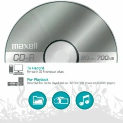 Maxell CD-R Media Spindle, 700MB/80 Minutes, Pack Of 50