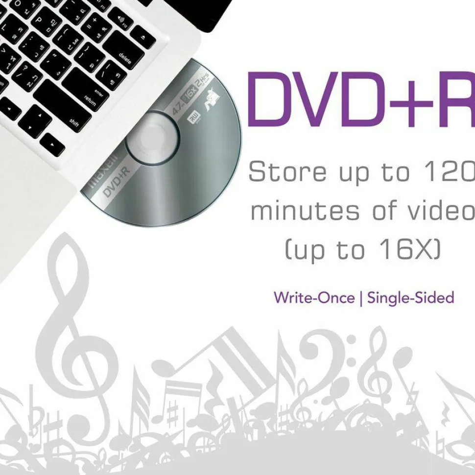 Maxell DVD+R Recordable Media Spindle, 4.7GB/120 Minutes, Pack Of 50