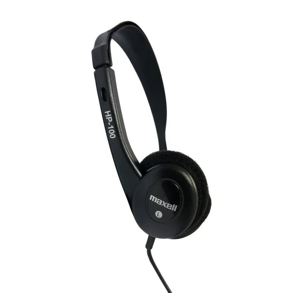 Maxell HP-100 Lightweight Stereo Headphone, Black