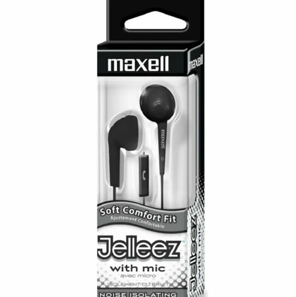 Maxell Jelleez - Earphones with mic - ear-bud - wired - 3.5 mm jack - noise isolating - black