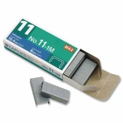 MAX No. 11-1M Staples - 50 Per Strip - 15/64" Leg - 7/17" Crown - for Paper - Silver - 1000 / Box