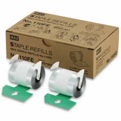 MAX Staple Refills No.110FE, 0.56" Leg, 0.5" Crown, Silver, 4,000/Cartridge, 2 Cartridges/Box, 8,000/Box