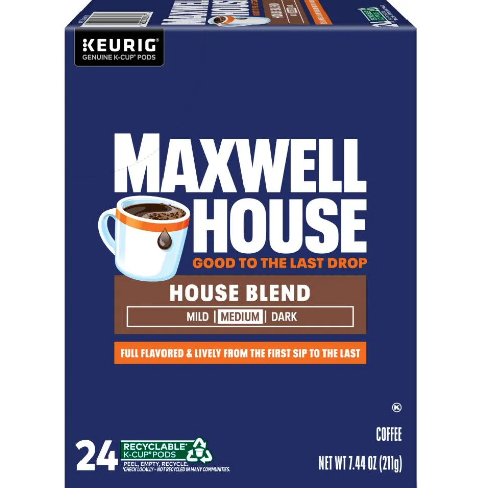 Maxwell House House Blend Coffee Keurig Single Serve K-Cup Pods, 24 Pods Per Pack, Case Of 4 Packs
