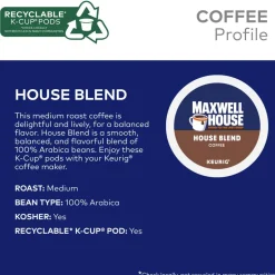 Maxwell House House Blend Coffee Keurig Single Serve K-Cup Pods, 24 Pods Per Pack, Case Of 4 Packs