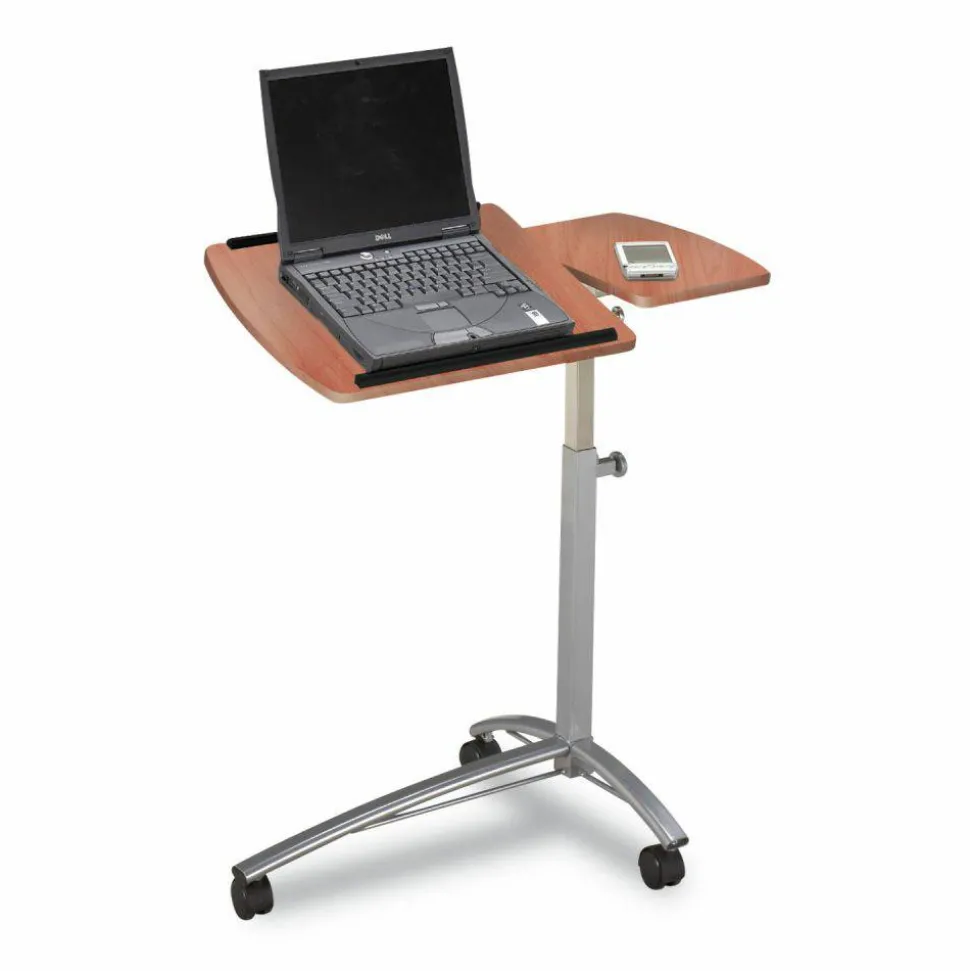 Mayline Group Laptop Caddy, 27-37"H x 29 1/2"W x 15"D, Medium Cherry/Metallic Gray
