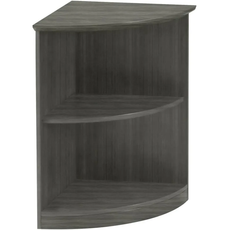 Mayline Medina 30"H 2-Shelf Open 1/4-Round Bookcase, Gray Steel