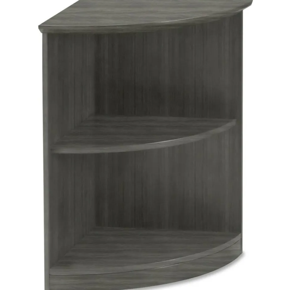 Mayline Medina 30"H 2-Shelf Open 1/4-Round Bookcase, Gray Steel