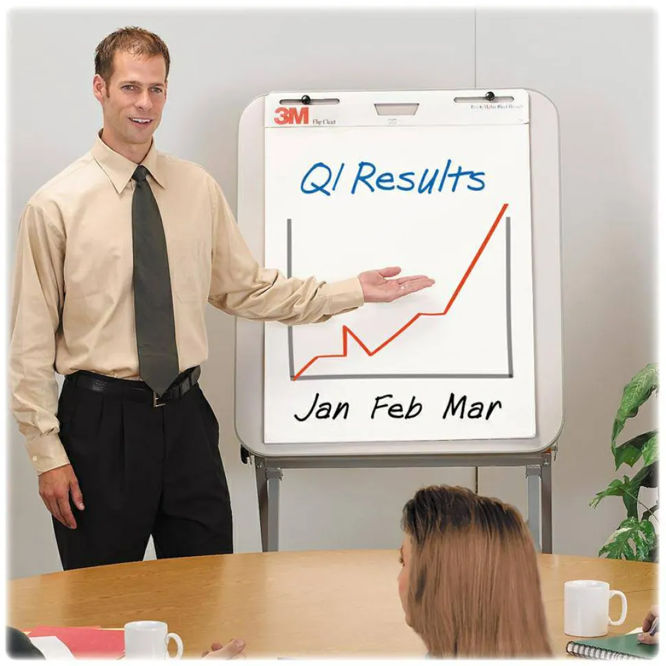 3M Bleed-Resistant Flip Charts, 25" x 30", White, 40 Sheets Per Pad, Pack Of 2 Pads