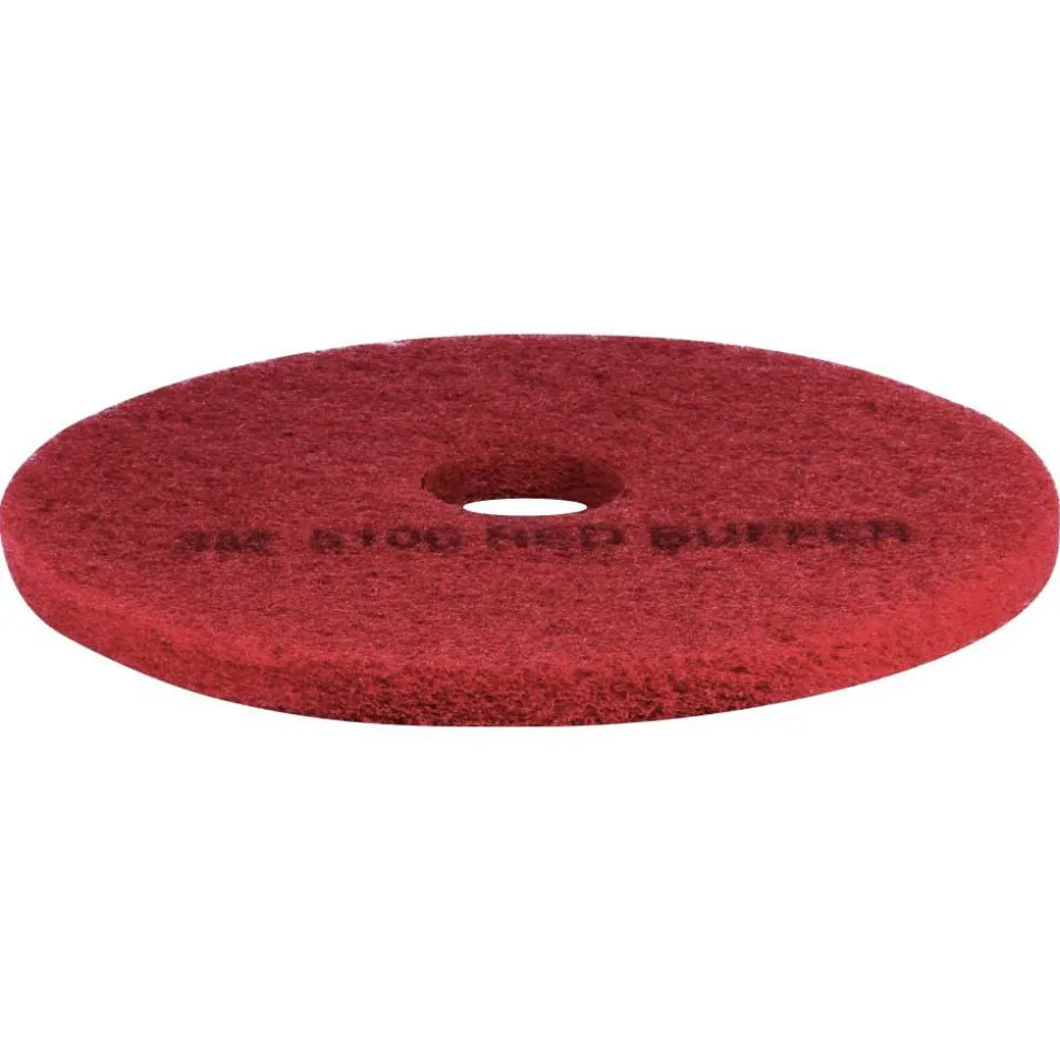 3M 5100 Buffer Floor Pads, 17" Diameter, Red, Box Of 5