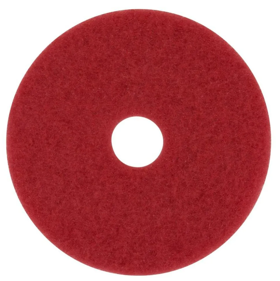 3M 5100 Buffer Floor Pads, 17" Diameter, Red, Box Of 5