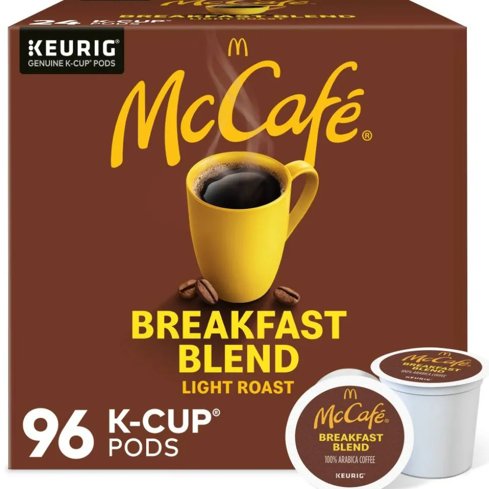 McCafe Breakfast Blend Coffee, K-Cups, Box Of 24 Pods, Case Of 4 Boxes