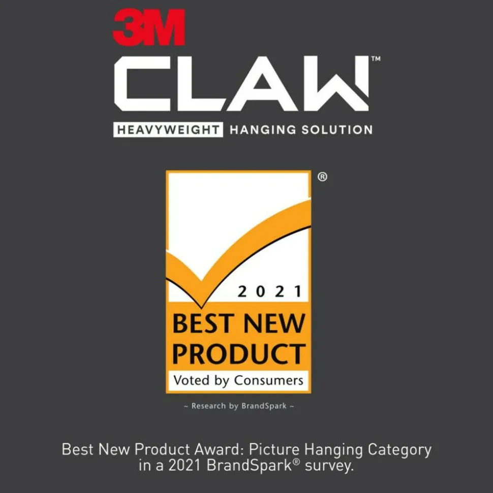 3M Claw Drywall Picture Hanger, Stainless Steel, 45 lb Capacity, 3 Hooks and 3 Spot Markers