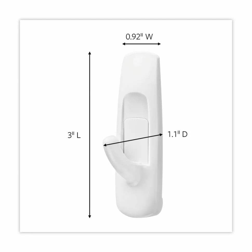 3M Command Utility Hooks, Medium, 5-5/8" x 3-13/16" x 5-1/8", White, Box Of 37 Hooks