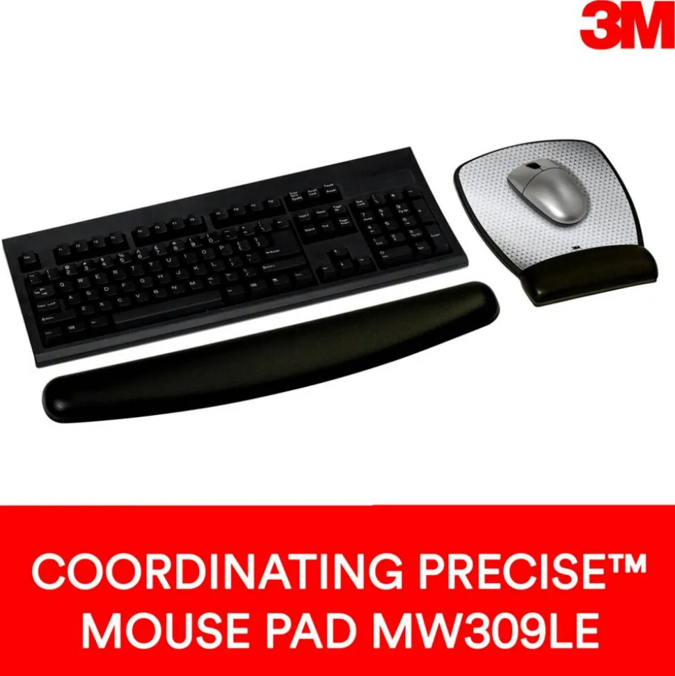 3M Compact Gel Keyboards Wrist Rest With Antimicrobial Protection, 18" Wide, Black
