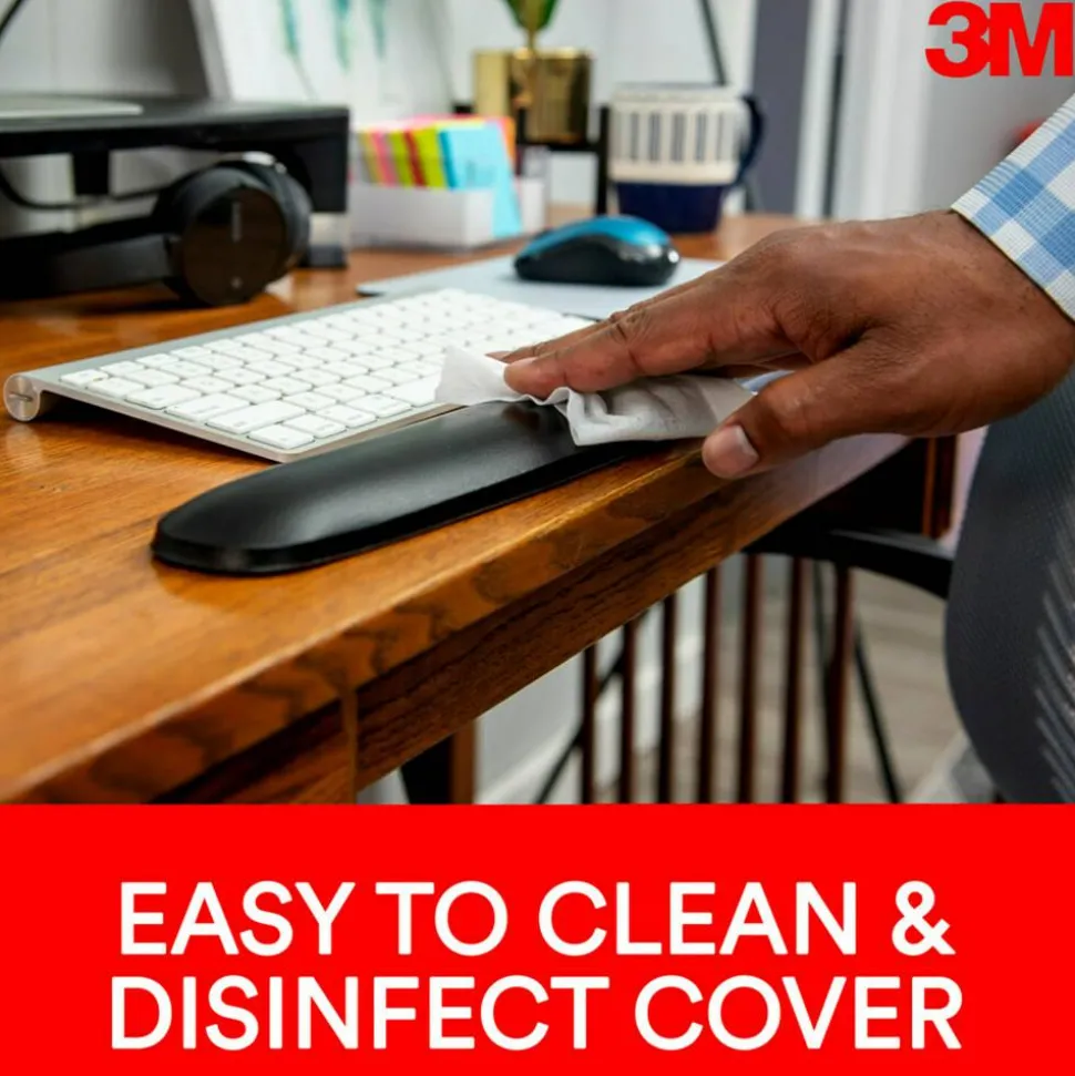 3M Compact Gel Keyboards Wrist Rest With Antimicrobial Protection, 18" Wide, Black