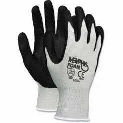 MCR Safety Economy Foam Nitrile Gloves, EN388: 3221, Small, Black/Gray, 12 Pairs