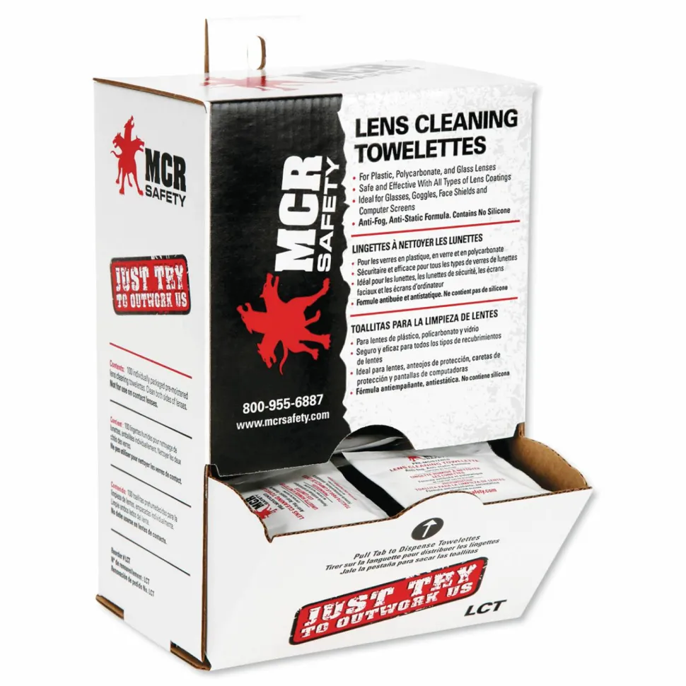 MCR Safety Lens Cleaning Towelettes, 100/Box, 25 Boxes/Carton
