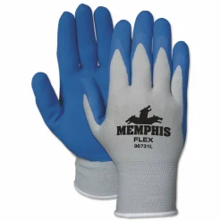 MCR Safety Memphis Flex Latex-Coated Seamless Nylon Knit Gloves, EN388: 3131, Small, Blue/Gray, 12 Pairs