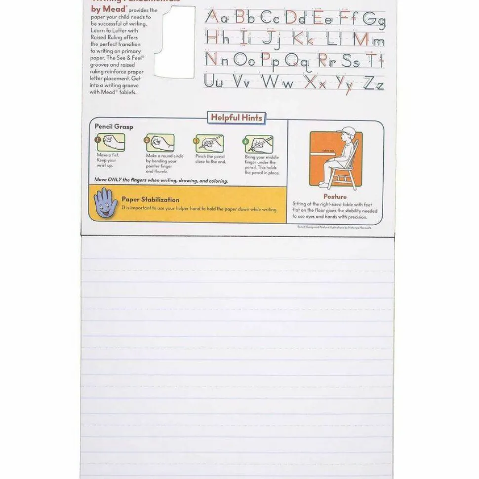 Mead Learn to Letter Primary Journal with Raised Ruling, Manuscript Format, Orange/White/Blue Cover, (40) 10 x 8 Sheets