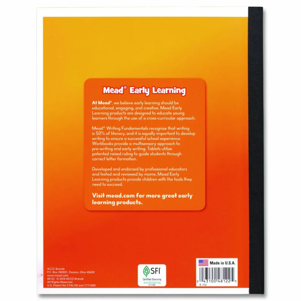 Mead Learn to Letter Primary Journal with Raised Ruling, Manuscript Format, Orange/White/Blue Cover, (40) 10 x 8 Sheets