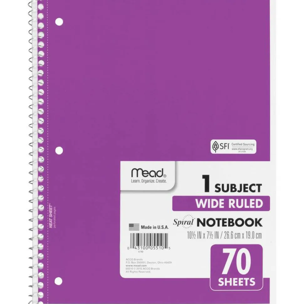 Mead Wide Ruled 1-Subject Notebooks