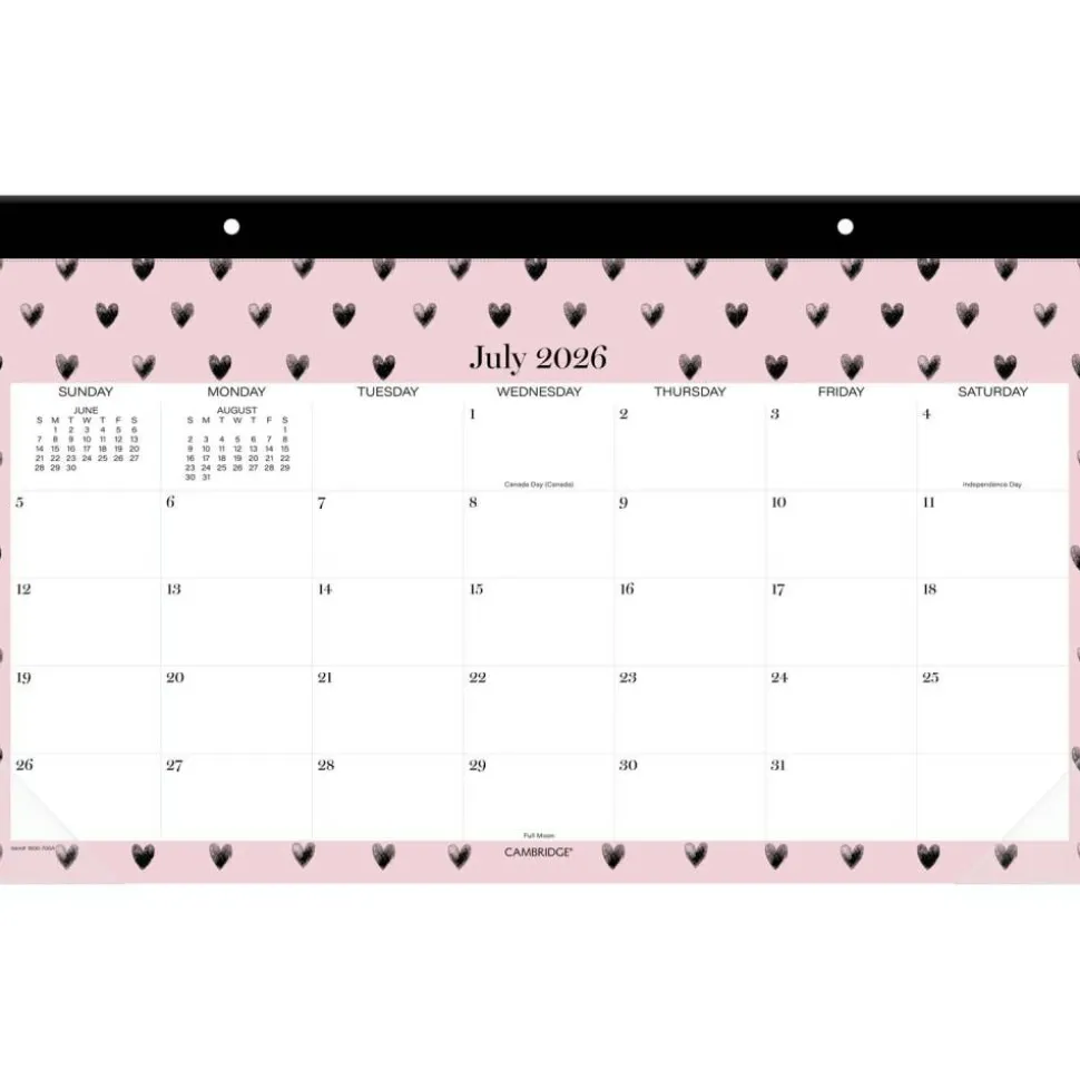 Mead Cambridge Cherish Academic 2026-2027 Monthly Desk Pad Calendar, Compact, 11" x 17 3/4"