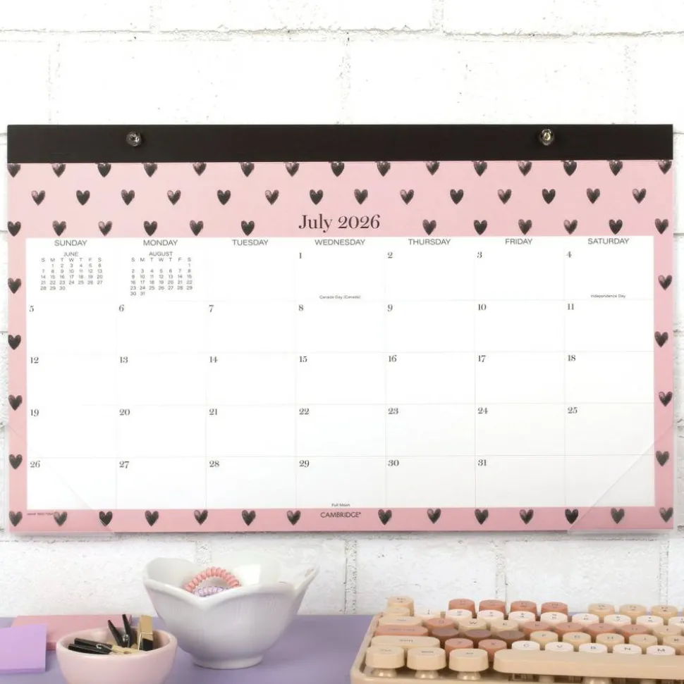 Mead Cambridge Cherish Academic 2026-2027 Monthly Desk Pad Calendar, Compact, 11" x 17 3/4"